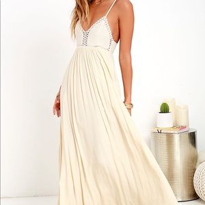 Lulus Hippie Hippie Chic Cream Maxi Dress